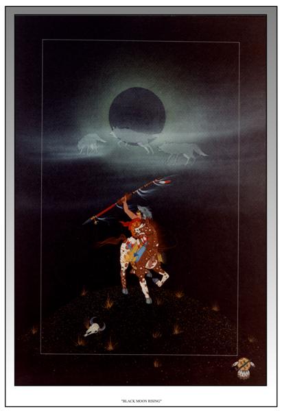 In the dark of the moon, a member of one of the military societies of the Plains Indians,  chosen for his bravery and fighting ability, urges his Dog Society Men into battle.